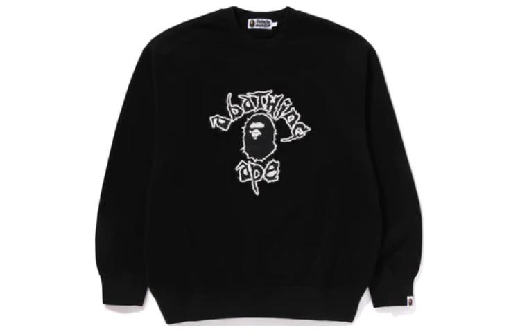 Bape A BATHING APE  Long Sleeve Sweatshirt with Outline Letter Print. 1K30-113-307