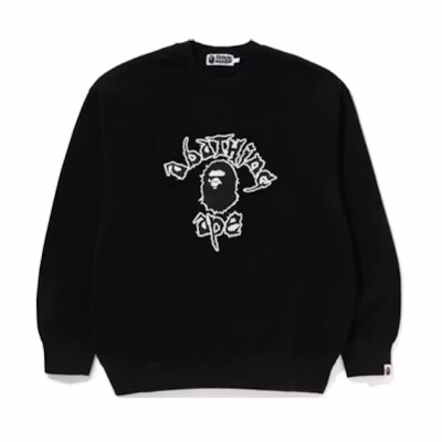 Bape A BATHING APE Long Sleeve Sweatshirt with Outline Letter Print. 1K30-113-307