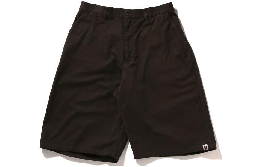 Bape A BATHING APE  Mid-Rise Casual Straight Shorts with Ape Embroidery. 0ZXSPM153002K