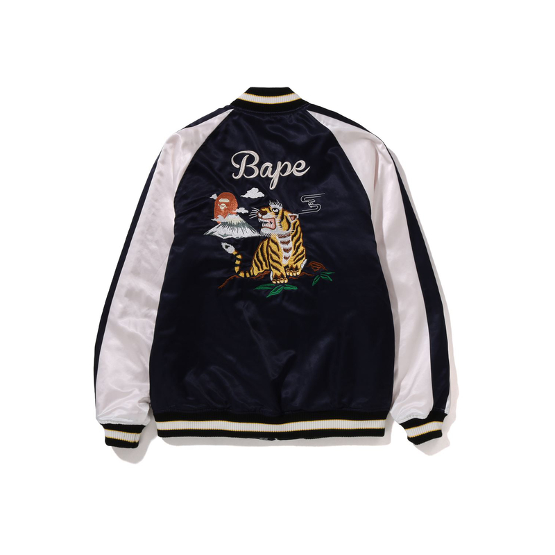 Bape A BATHING APE  Mt. Fuji Tiger Embroidered Zip-Up Baseball Jacket. 1I80-141-010 圖 4