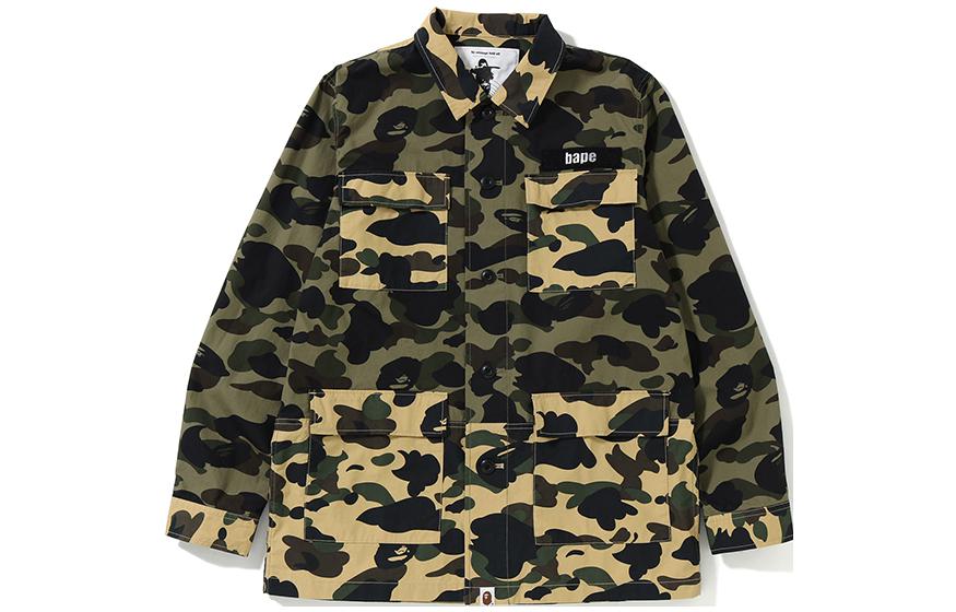 Bape A BATHING APE  Multi-Pocket Camo Patchwork Long Sleeve Shirt Camo. 0ZXSTM131013C