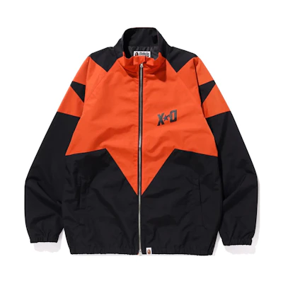 Bape A BATHING APE Orange Letter Print Zip-Up Jacket with Stand Collar. 1F73-140-923