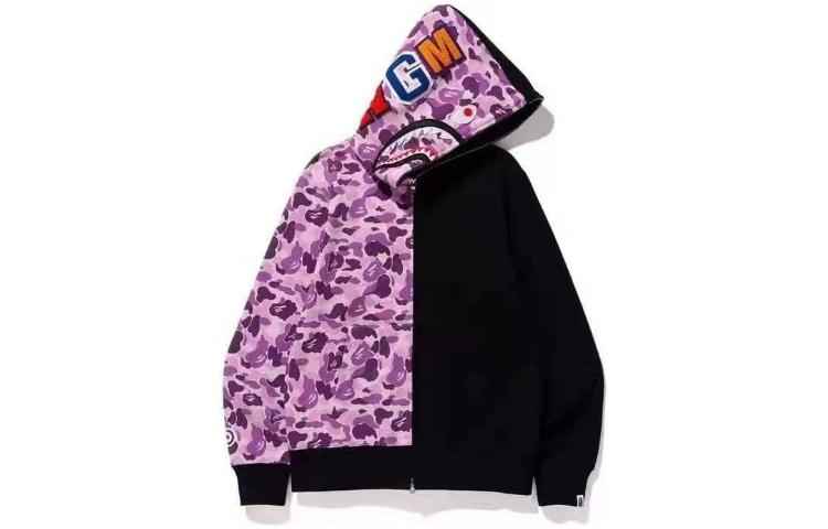 Bape A BATHING APE  Patchwork Zip-Up Hoodie Purple. 001ZPH221001X