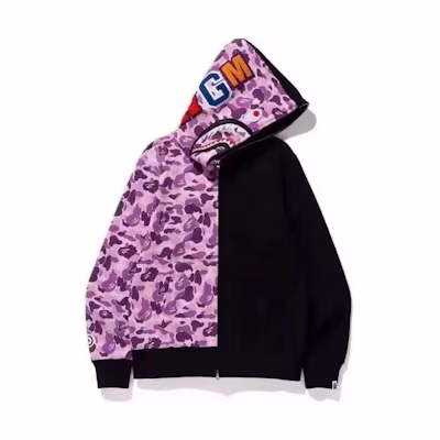 Bape A BATHING APE Patchwork Zip-Up Hoodie Purple. 001ZPH221001X