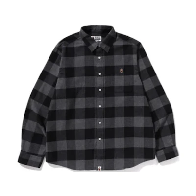Bape A BATHING APE Plaid Print Button-Up Slim Fit Long Sleeve Shirt. 1K30-131-004