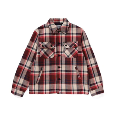 Bape A BATHING APE Plaid Single-Breasted Long-Sleeve Jacket. 1J80-140-010