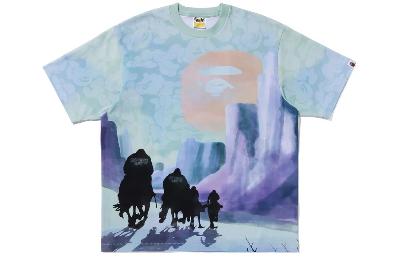 Bape A BATHING APE  Scenic Print Crewneck Short Sleeve T-Shirt 1J30-109-058