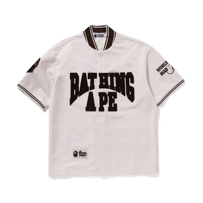 Bape A BATHING APE Short-Sleeve Shirt with Logo Patch and Stand Collar. 1J80-132-051
