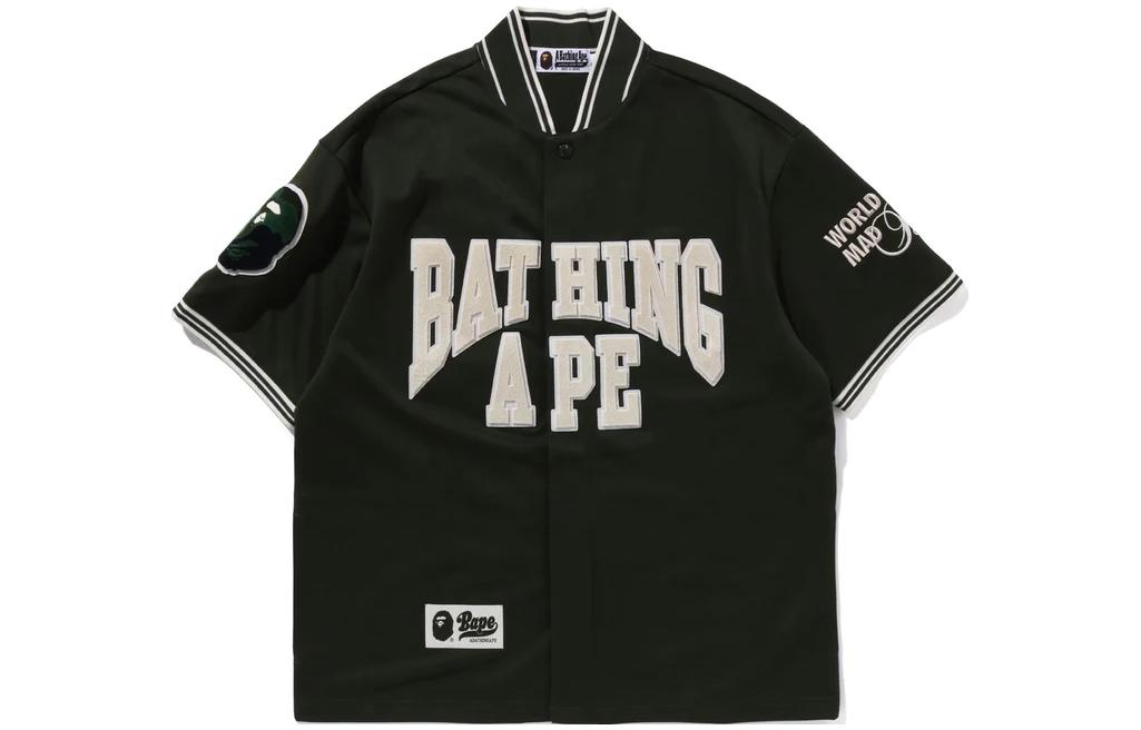 Shop Bape A BATHING APE 短袖襯衫附標誌貼布與立領設計 1J80-132-051