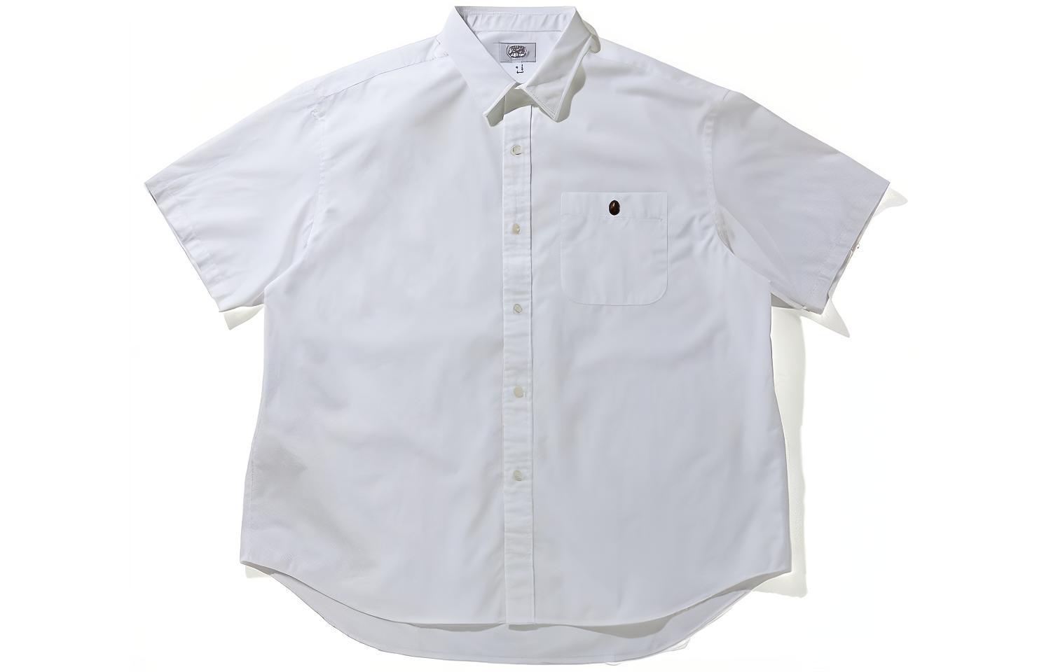 Bape A BATHING APE  Solid Color Short Sleeve Shirt with Ape Embroidery. 0ZXSTM13108XG