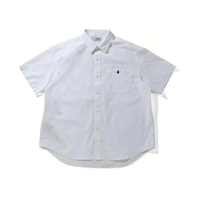 Bape A BATHING APE Solid Color Short Sleeve Shirt with Ape Embroidery. 0ZXSTM13108XG