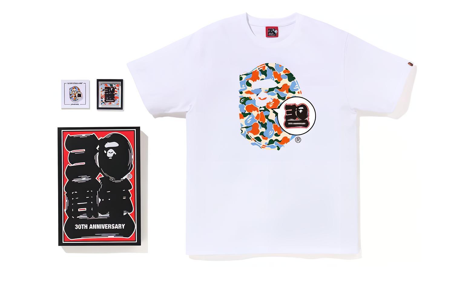Bape A BATHING APE  White Ape Logo Print Short-Sleeve Casual Sports Set. 1J22-110-047