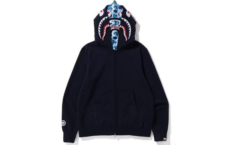 Cheap Bape A BATHING APE ABC迷彩鲨鱼全拉链宽松双面帽衫. 1I30-115-016