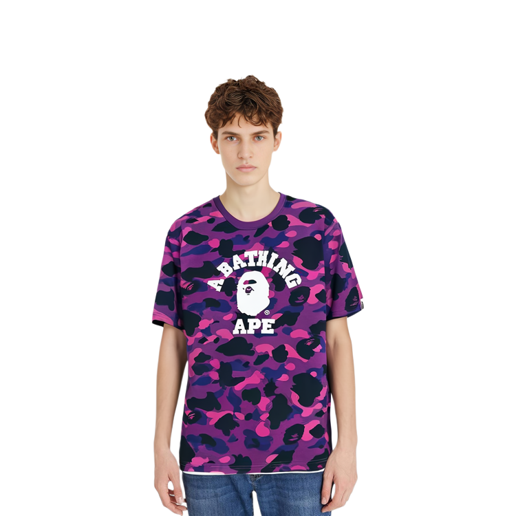 Bape A BATHING APE Ape Head Camo Logo Print Unisex Crewneck Short Sleeve T-Shirt OZXTEM19003XE 圖 5