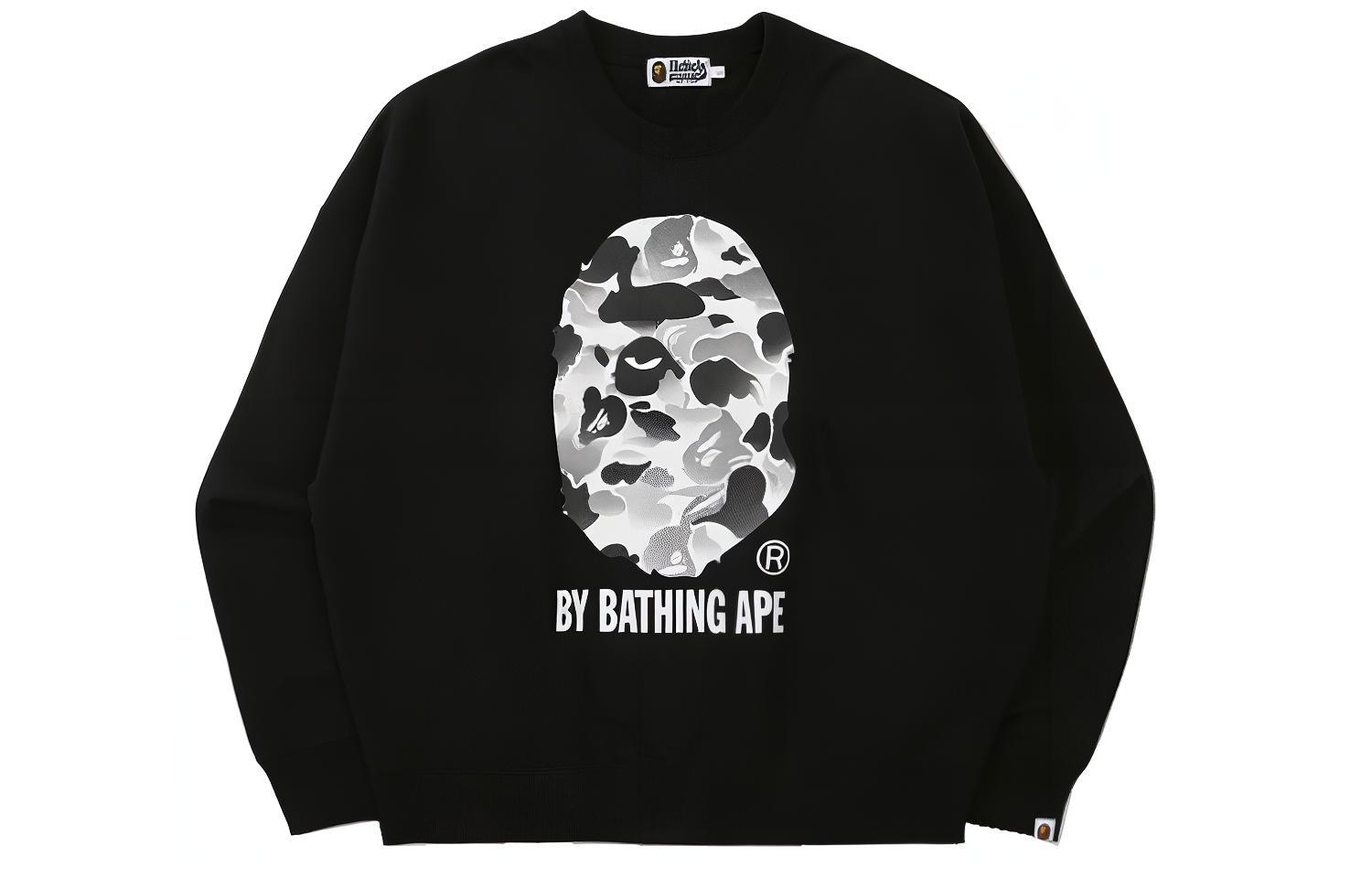 Bape A BATHING APE Ape Head Ink Camo Logo Print Crewneck Cartoon Sweatshirt Men. 0ZXSWM113003I