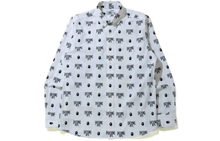 Bape A BATHING APE Ape Head Logo Graphic Long Sleeve Shirt For Men 0ZXSTM31012XE