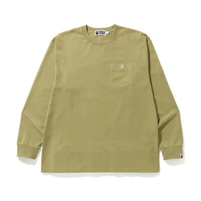 Bape A BATHING APE Ape Head Overdye One Point Pocket Relaxed Fit Long Sleeve Tee. 1I30-111-002