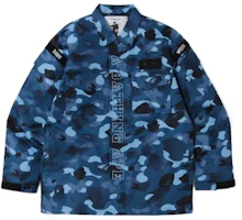 Bape A BATHING APE Blue Camo Letter Print Collared Long Sleeve Jacket Men’s. 001lJF801021X Bape A BATHING APE Blue Camo Letter Print Collared Long Sleeve Jacket Men’s. 001lJF801021X
