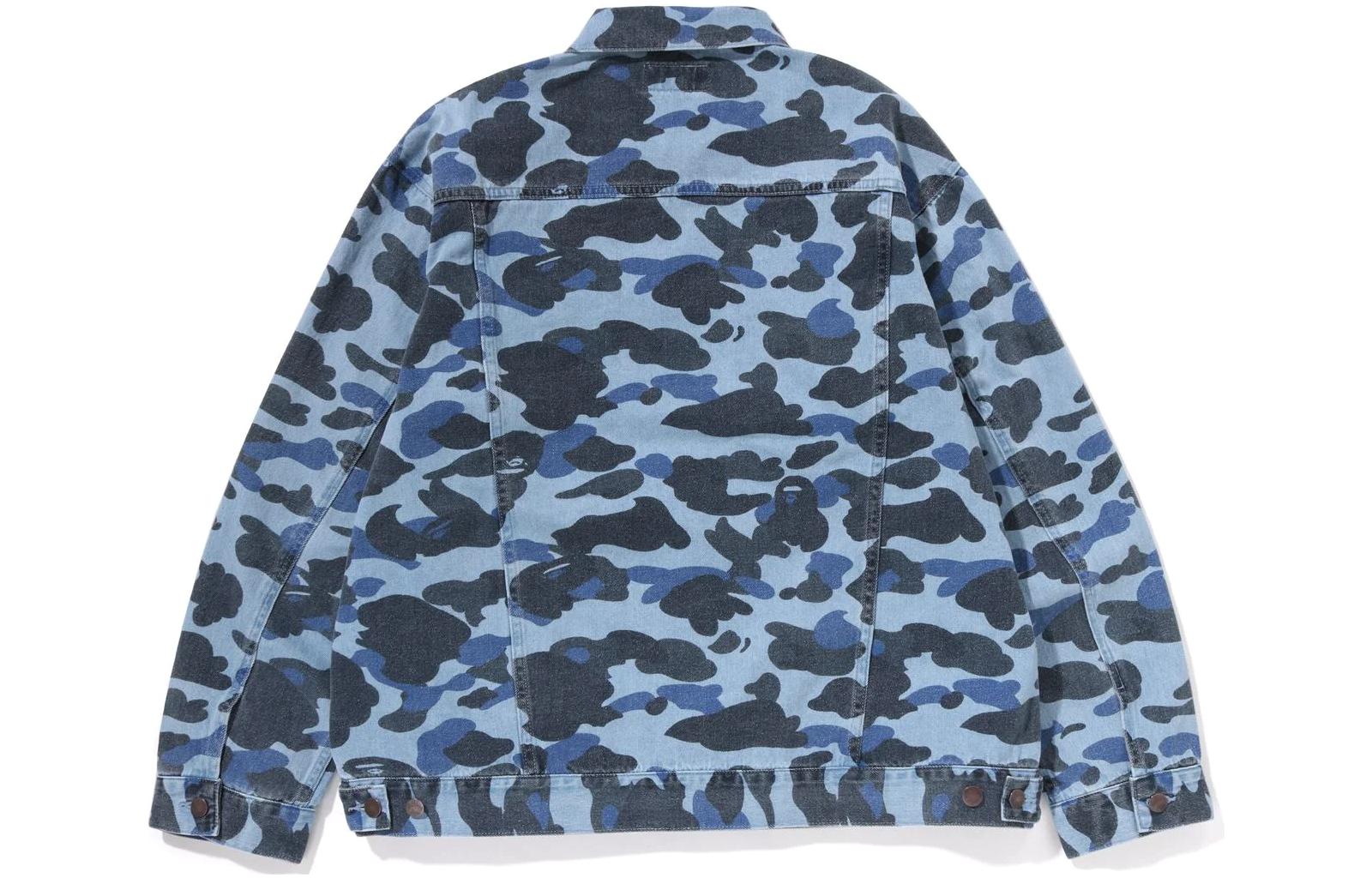 Bape A BATHING APE Camo Denim Jacket Single-Breasted Mens Blue 1J30-140-008 圖 3