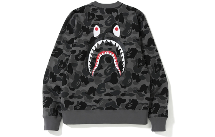 Bape A BATHING APE Camo Shark Crewneck Black Camouflage Sweatshirt Unisex. 1F80-113-016 圖 3