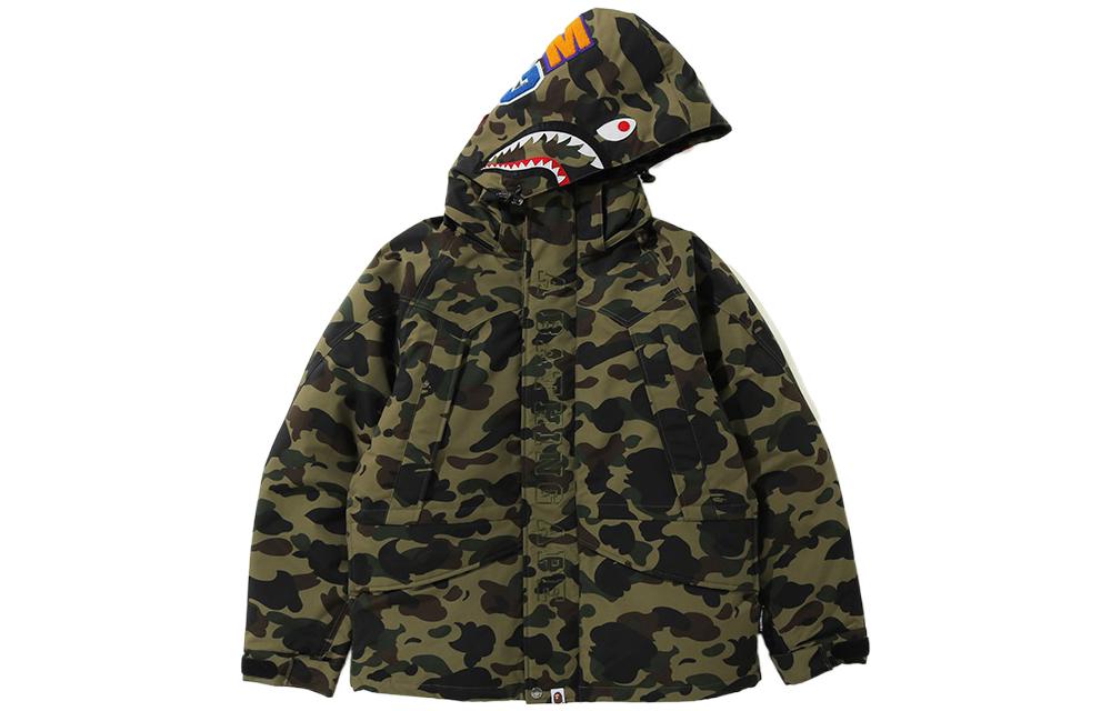 Bape A BATHING APE Camo Shark Print Padded Hooded Jacket Winter . 0ZXDNM141010H 圖 2