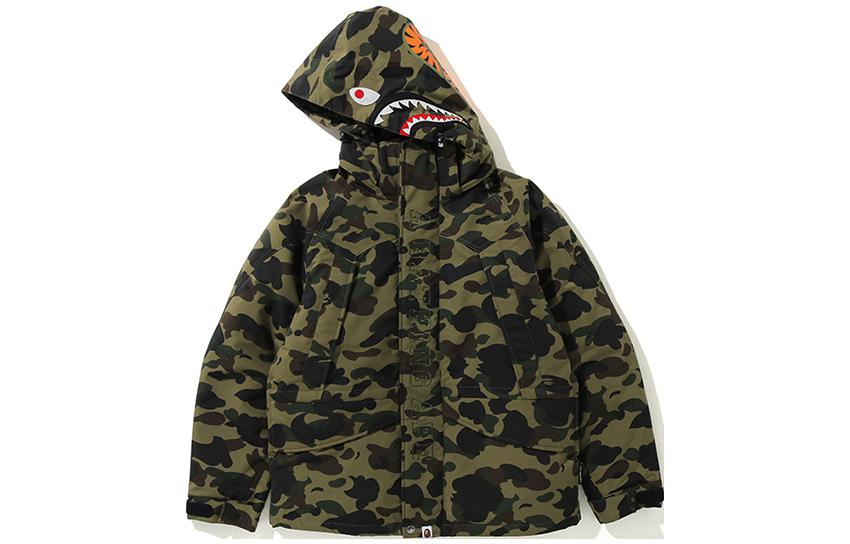 Bape A BATHING APE Camo Shark Print Padded Hooded Jacket Winter . 0ZXDNM141010H 圖 3
