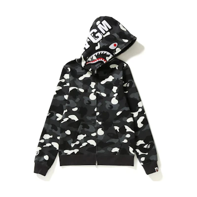 Bape A BATHING APE City Camo Shark Full Zip Hoodie Black Unisex. bape-ss18-089