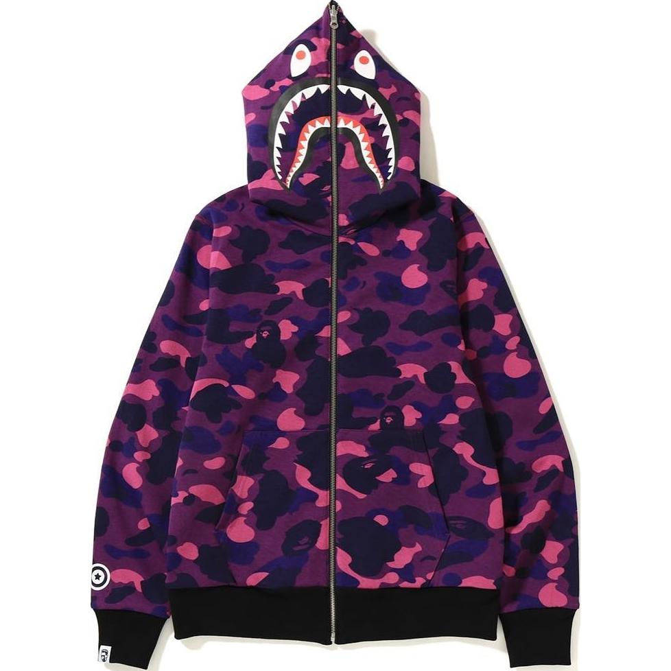 Bape A BATHING APE Color Camo Reversible Shark Full-Zip Hoodie  Jacket. 1J20-701-014