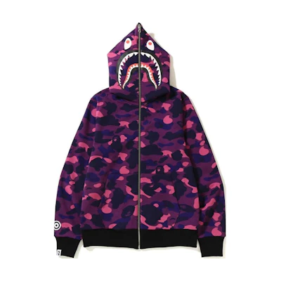 Bape A BATHING APE Color Camo Reversible Shark Full-Zip Hoodie Jacket. 1J20-701-014