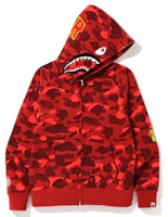 Bape A BATHING APE Color Camo Shark PONR Zip Hoodie Red Full Zip Jacket F80-115-007 Bape A BATHING APE Color Camo Shark PONR Zip Hoodie Red Full Zip Jacket F80-115-007