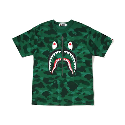 Bape A BATHING APE Color Camo Shark Tee Cartoon Camouflage Crewneck T-Shirt Men 1I30-109-022