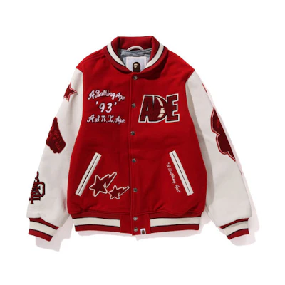 Bape A BATHING APE Colorblock Letter Embroidered Button-Up Jacket . 1J80-141-001