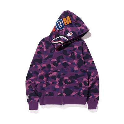 Bape A BATHING APE Colorful Camo Shark Full-Zip Hoodie Unisex 1J70115008