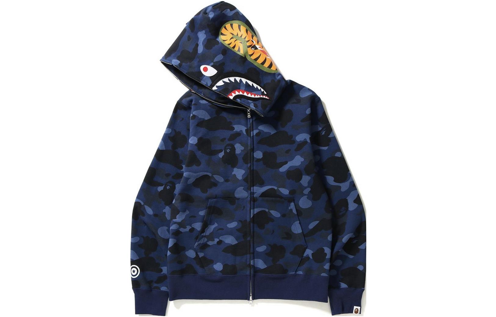Bape A BATHING APE Colorful Camo Shark Full-Zip Hoodie Unisex 1J70115008 圖 4