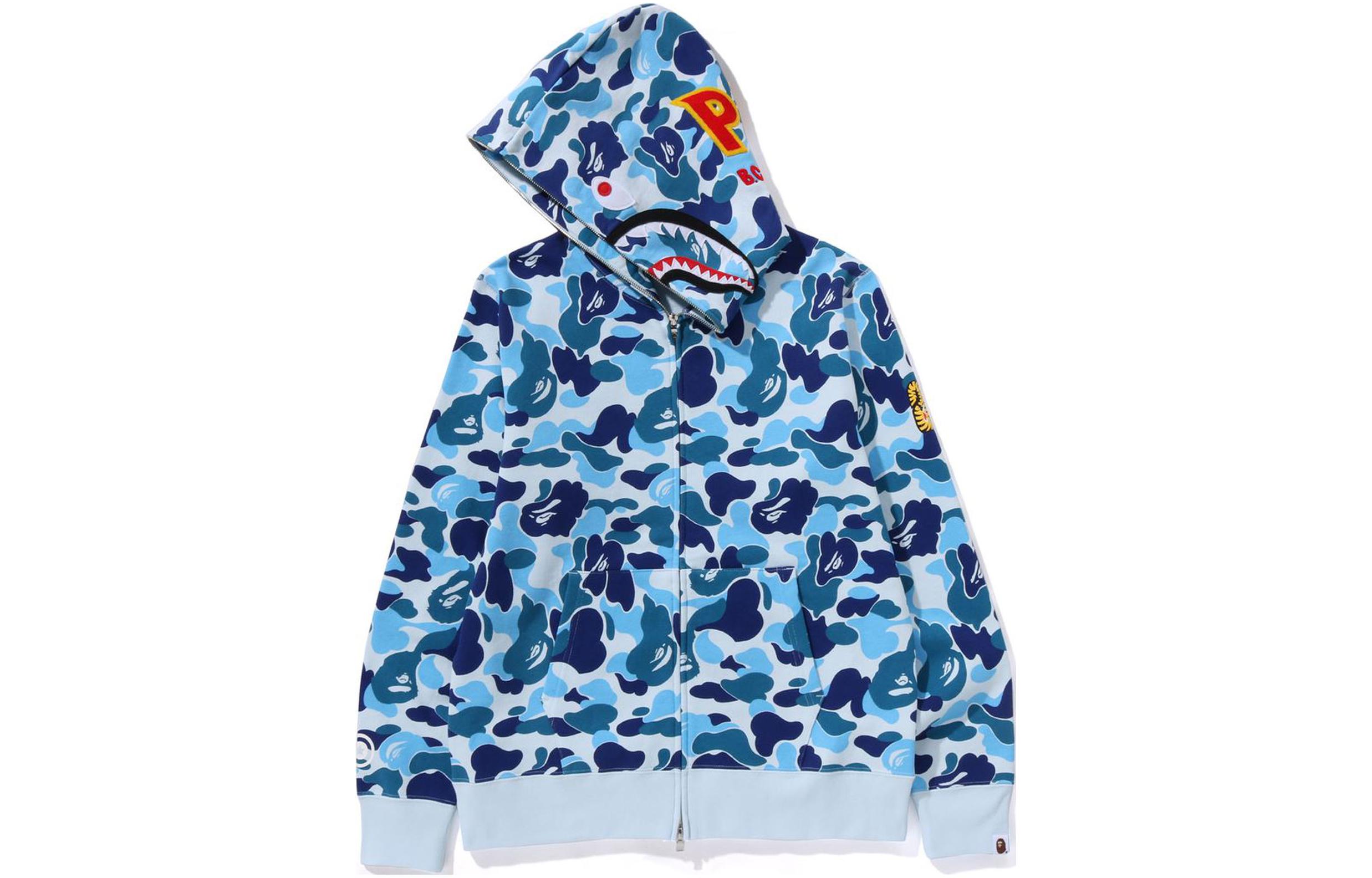 Bape A BATHING APE Colorful Classic Embroidered Shark Hoodie Unisex. 1K30-115-005