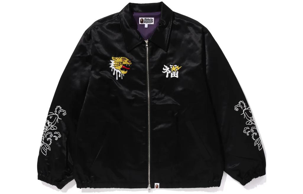 Bape A BATHING APE Embroidered Zip Baseball Collar Long Sleeve Jacket Men. 1K30-140-008