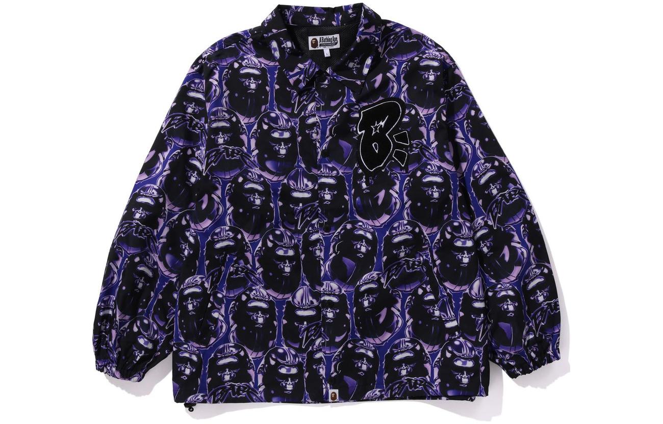 Bape A BATHING APE Full-Print Zip-Up Long-Sleeve Jacket for Men 1J80-140-005