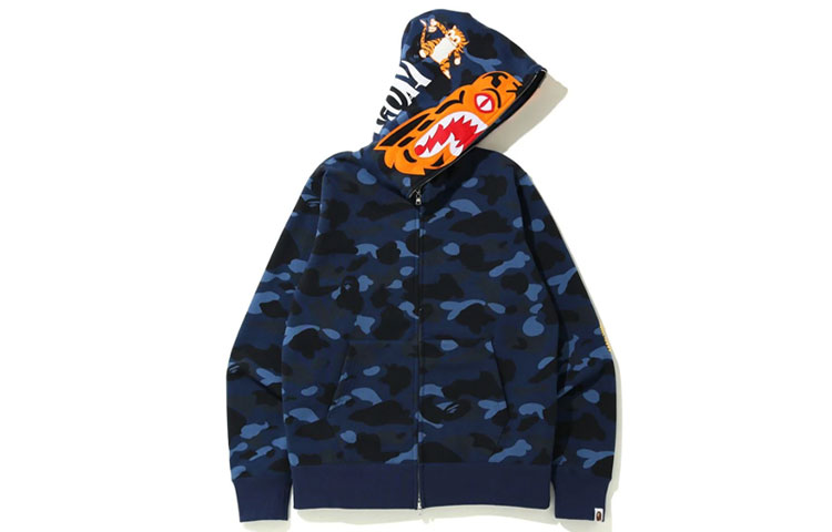 Bape A BATHING APE Full-Zip Tiger Hoodie Sweatshirt 1G30-115-006