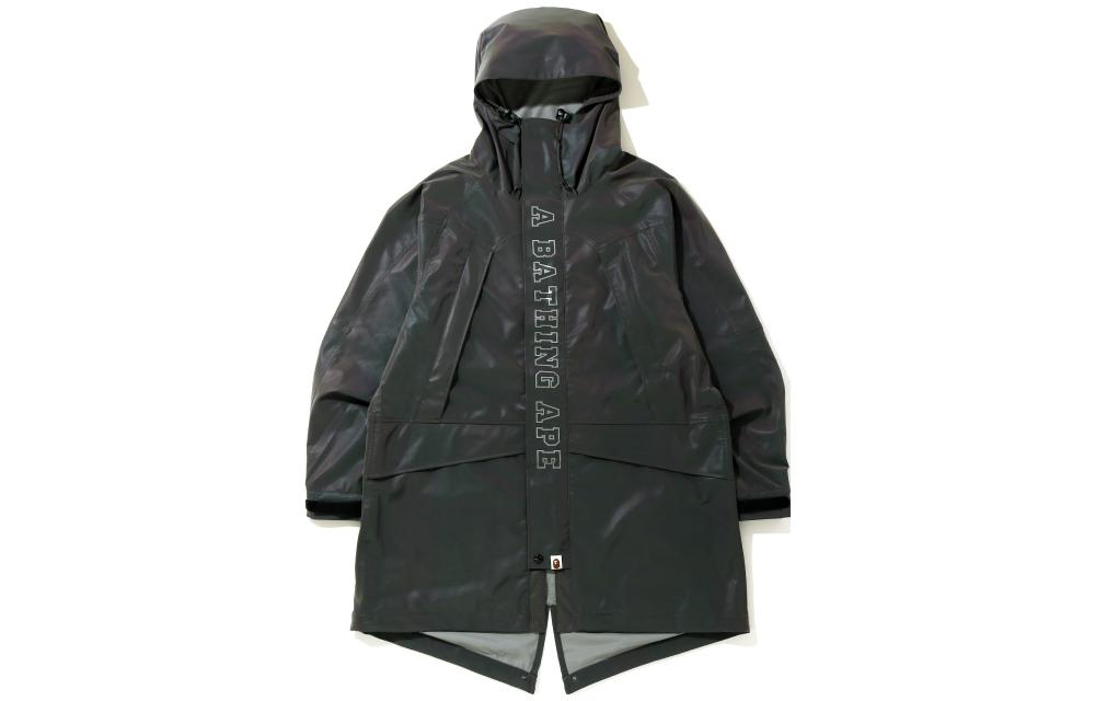 Bape A BATHING APE FW22 Reflective Logo Print Multi-Pocket Hoodie Jacket Green . 0ZXJKM141002E