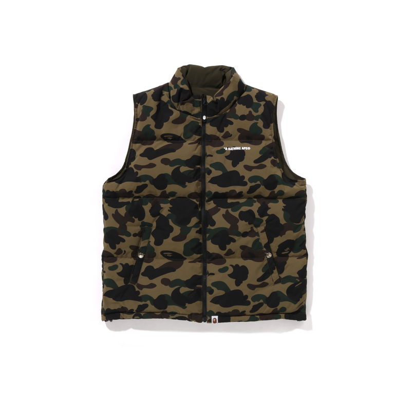 Bape A BATHING APE FW24 1ST CAMO Reversible Down Vest for Men. 0ZXDNM144012N