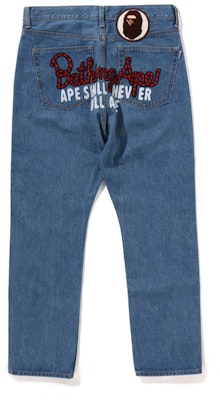 Bape A BATHING APE FW24 藍色牛仔褲猿人標誌刺繡設計. 0ZXJNM150002M Order Bape A BATHING APE FW24 藍色牛仔褲猿人標誌刺繡設計. 0ZXJNM150002M