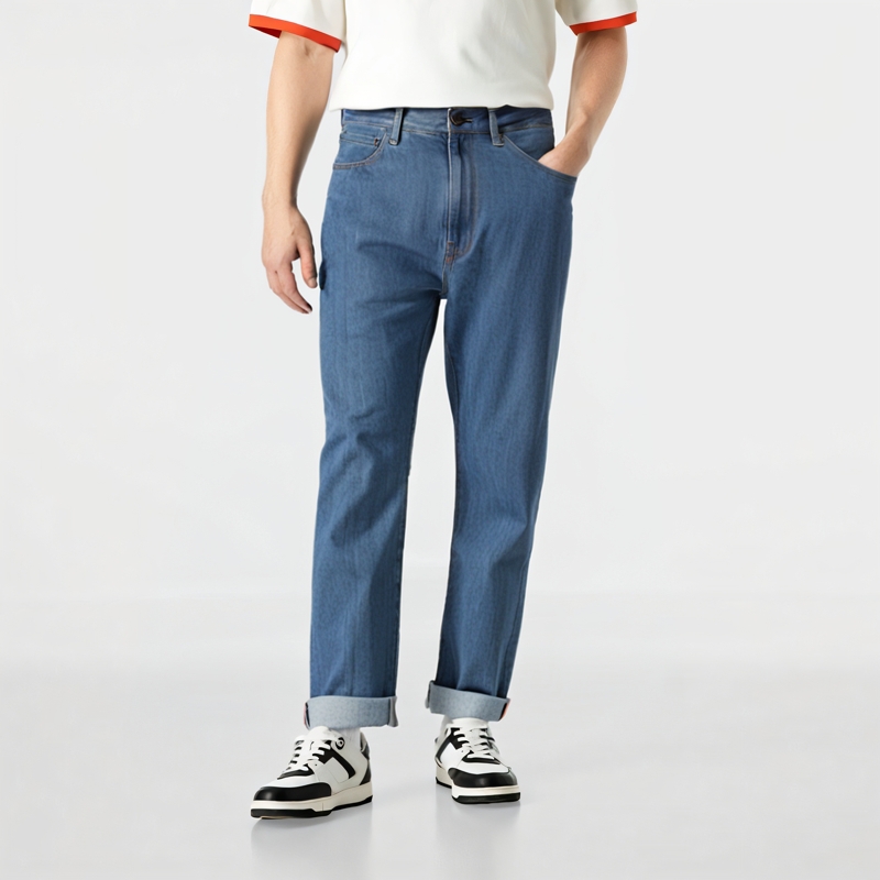 Shop Bape A BATHING APE FW24 藍色牛仔褲猿人標誌刺繡設計. 0ZXJNM150002M