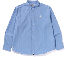 Bape A BATHING APE FW24 Blue Embroidered Striped Long Sleeve Shirt. 0ZXSTM131308N Bape A BATHING APE FW24 Blue Embroidered Striped Long Sleeve Shirt. 0ZXSTM131308N
