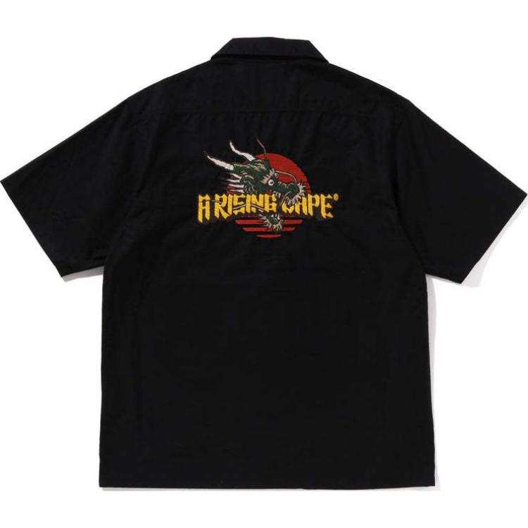Bape A BATHING APE FW24  Dragon Logo Embroidered Button-Up Short Sleeve Shirt. 1K70-132-002 圖 3