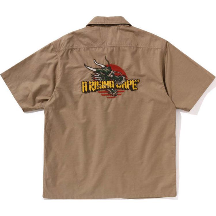 Bape A BATHING APE FW24  Dragon Logo Embroidered Button-Up Short Sleeve Shirt. 1K70-132-002 圖 5