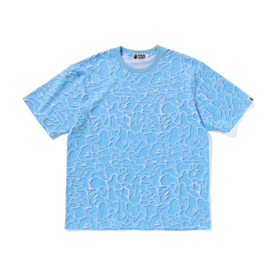 Bape A BATHING APE FW24 Loose Fit Logo Embroidered Blue Crewneck T-Shirt. 1K70-109-002