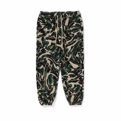 Bape A BATHING APE FW24 Marble Camo Jogger Pants with Embroidered Ape Logo. 0ZXPTM152307N
