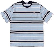 Bape A BATHING APE FW24 Striped Crewneck Pocket Tee with Ape Embroidery. 0ZXTEM109005N Bape A BATHING APE FW24 Striped Crewneck Pocket Tee with Ape Embroidery. 0ZXTEM109005N