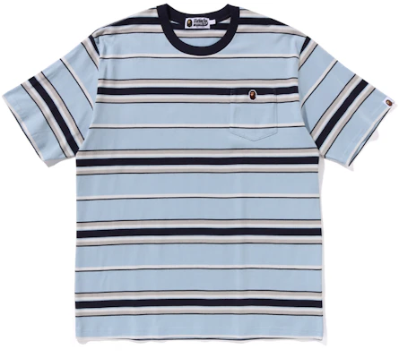 Bape A BATHING APE 2024 秋冬條紋刺繡猿人標誌口袋圓領短袖上衣. 0ZXTEM109005N Order Bape A BATHING APE 2024 秋冬條紋刺繡猿人標誌口袋圓領短袖上衣. 0ZXTEM109005N