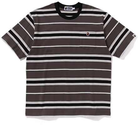 Bape A BATHING APE 2024 秋冬條紋刺繡猿人標誌口袋圓領短袖上衣. 0ZXTEM109005N Shop Bape A BATHING APE 2024 秋冬條紋刺繡猿人標誌口袋圓領短袖上衣. 0ZXTEM109005N